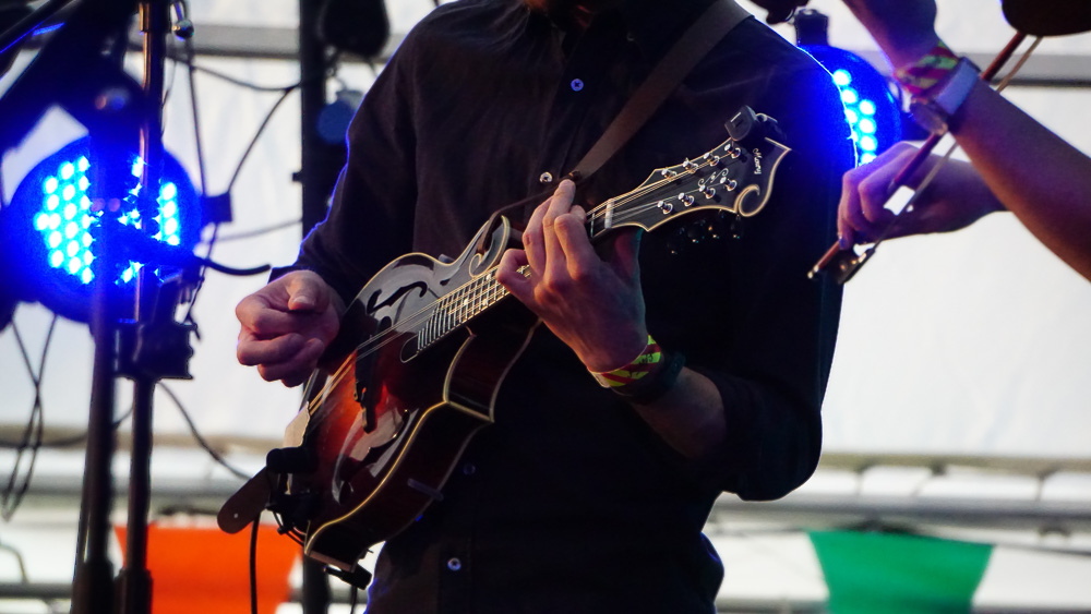 A person playing an intrument.